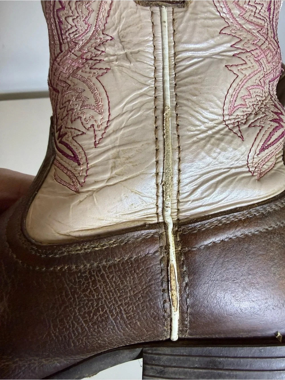 Ariat Kids Fatbaby Brown Leather Western Cowboy Boots Square Toe Cream Shaft